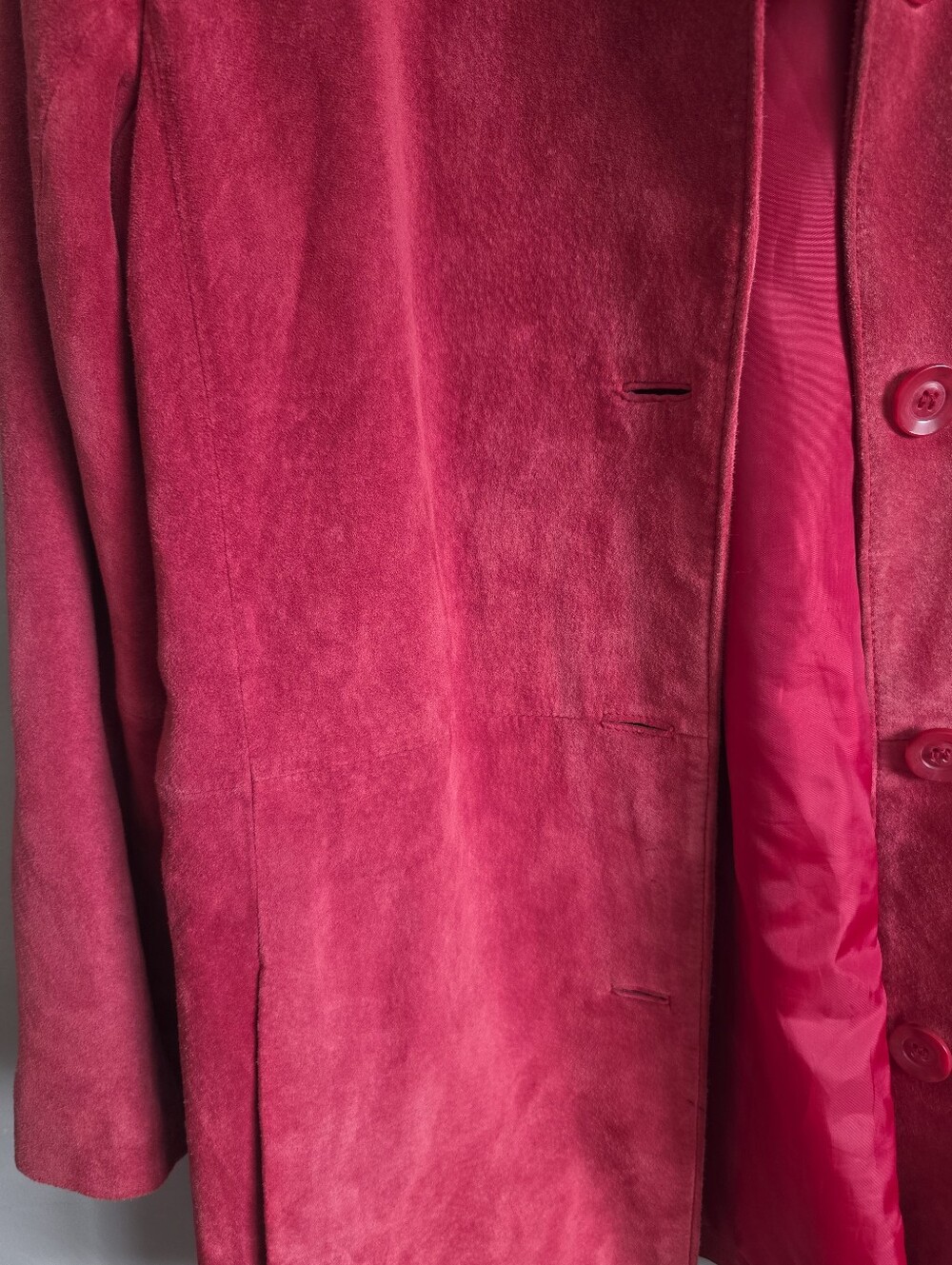 Dusty Ashy Red Suede Leather Shirt Jacket Womens M Button Down - Picture 4 of 10